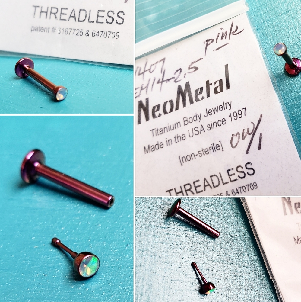 14g Pink Titanium Labret by Neometal